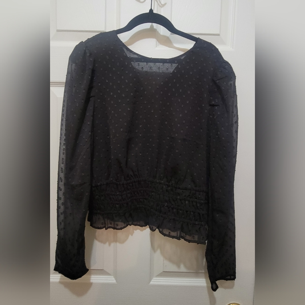 Express Elegant Black Sheer Blouse